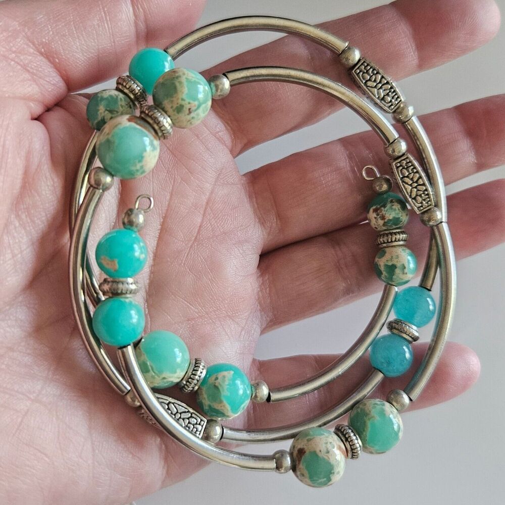 Silver tone layered wrap bracelet - Picture 2 of 13